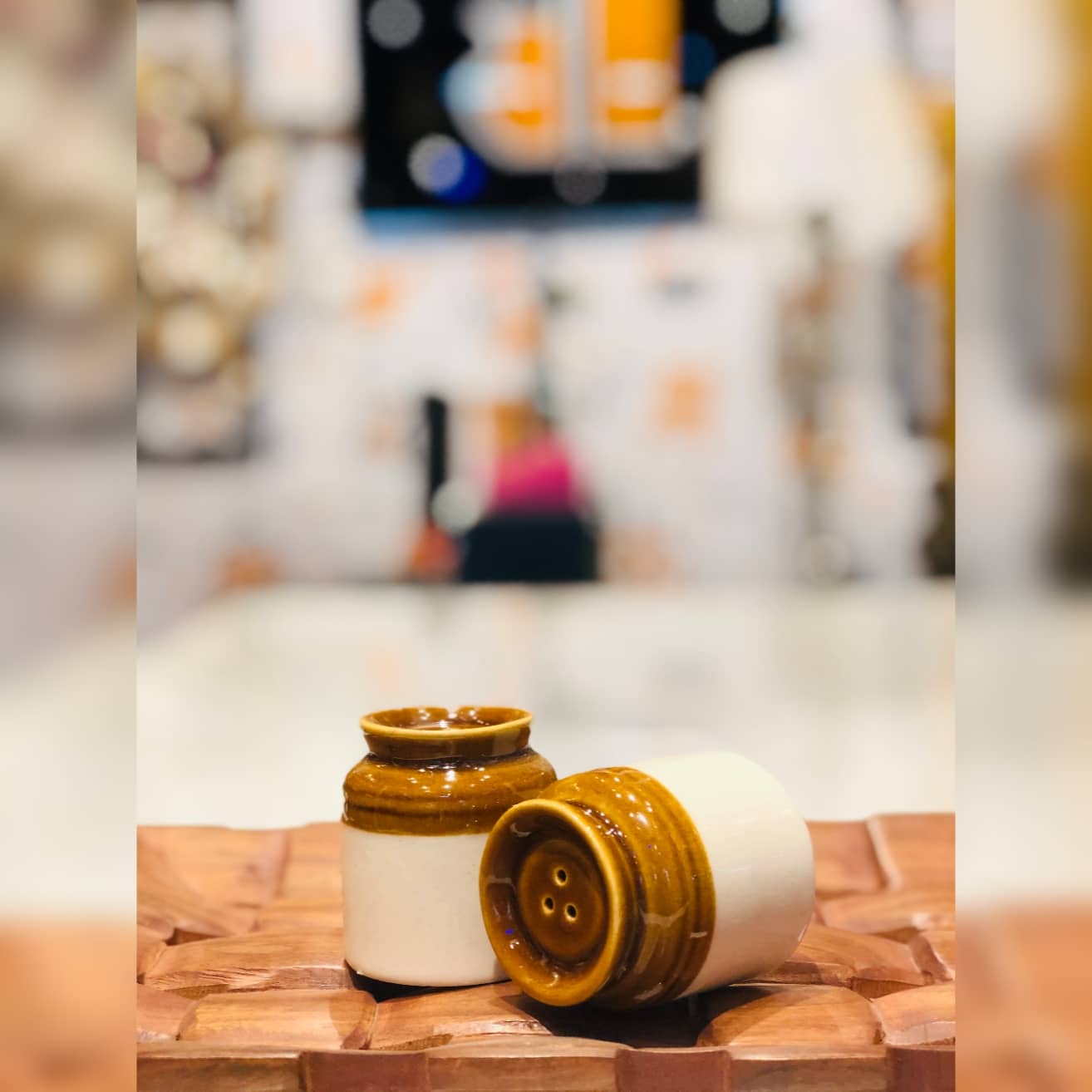 Salt & Pepper Ceramic Dispenser Shaker Jar Dusky Lory