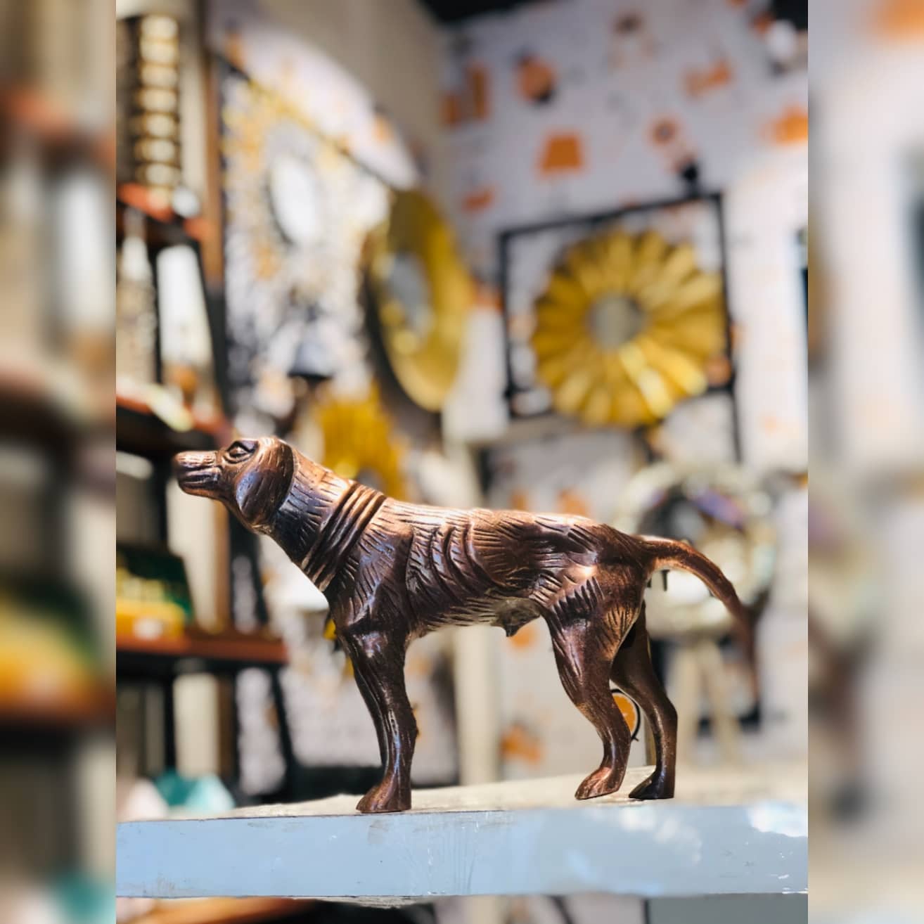 Golden Metal Dog Figure Dusky Lory