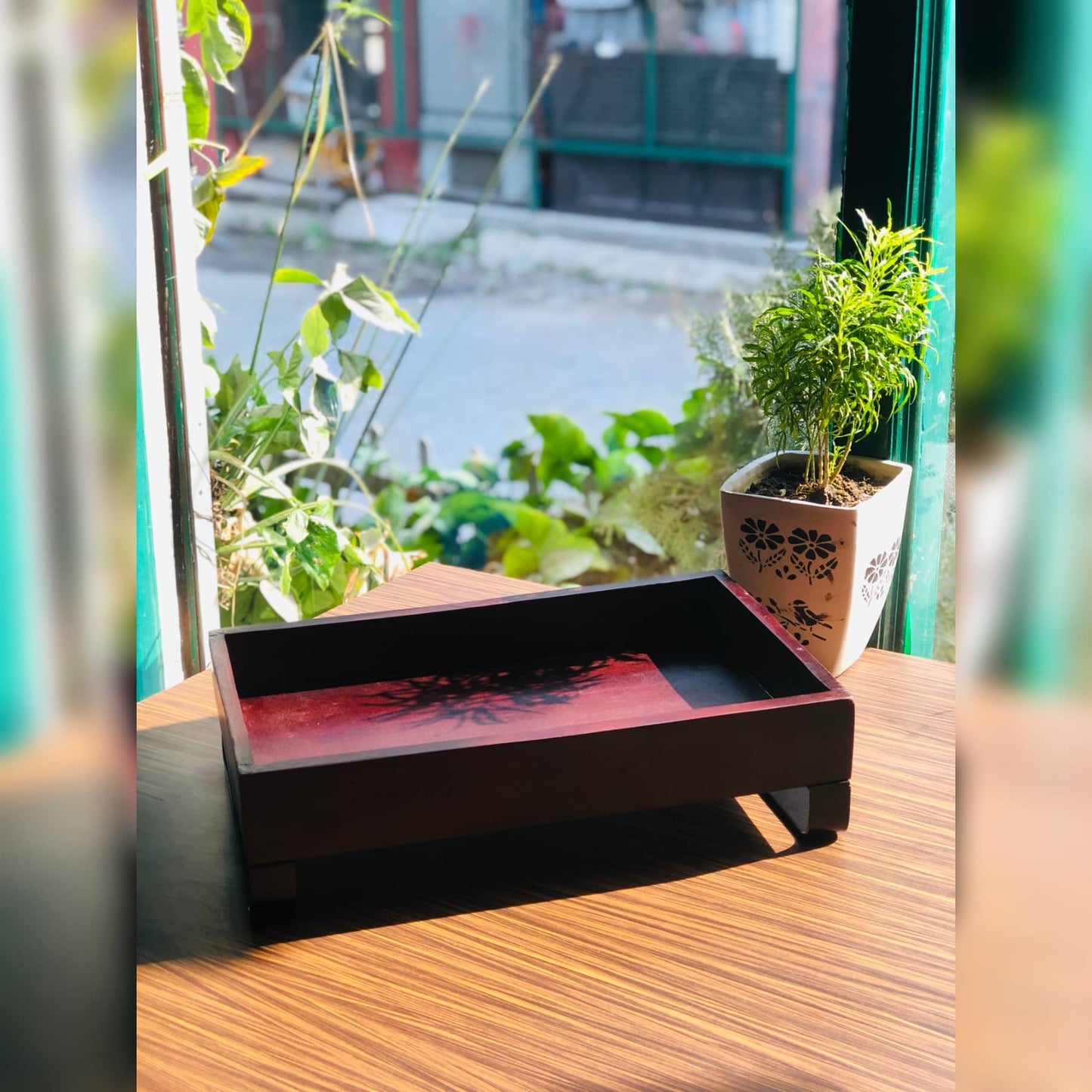 Mishty Wooden Tray | Akshaya Wood | 14X9 Inches Dusky Lory