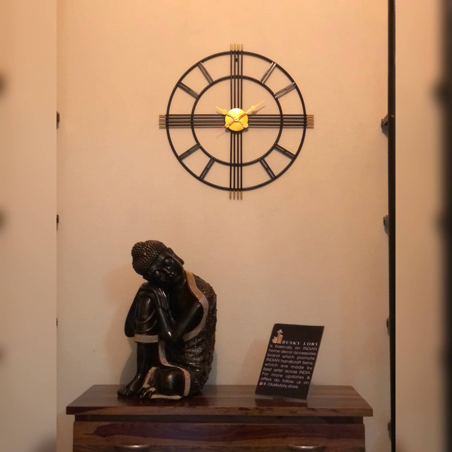 Black and Golden Wall Clock | 26 Inche Dusky Lory