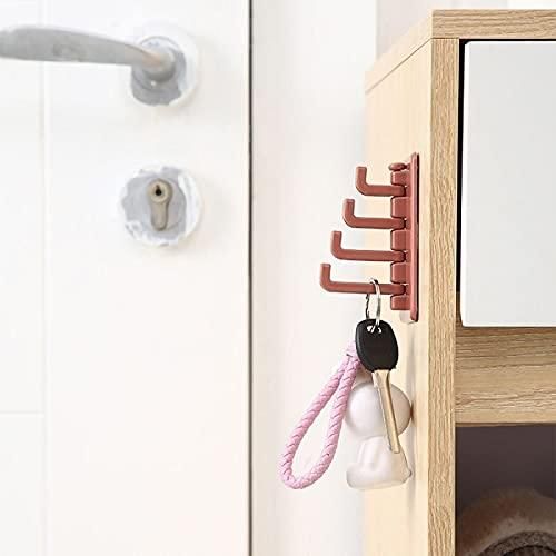 Hooks-Wall Hanging Hook with 4 prongs Plastic Abs Seamless Hook Adhesive 180� R Dusky Lory otatable/ Portable Strong Stick ( set of 2) Dusky Lory