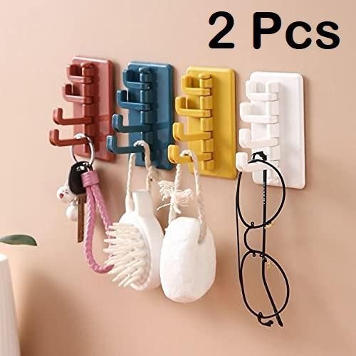 Hooks-Wall Hanging Hook with 4 prongs Plastic Abs Seamless Hook Adhesive 180� R Dusky Lory otatable/ Portable Strong Stick ( set of 2) Dusky Lory