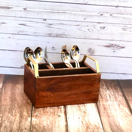 Classic Mastani Wooden Caddy | Cutlery Holder | Spoon stand Dusky Lory