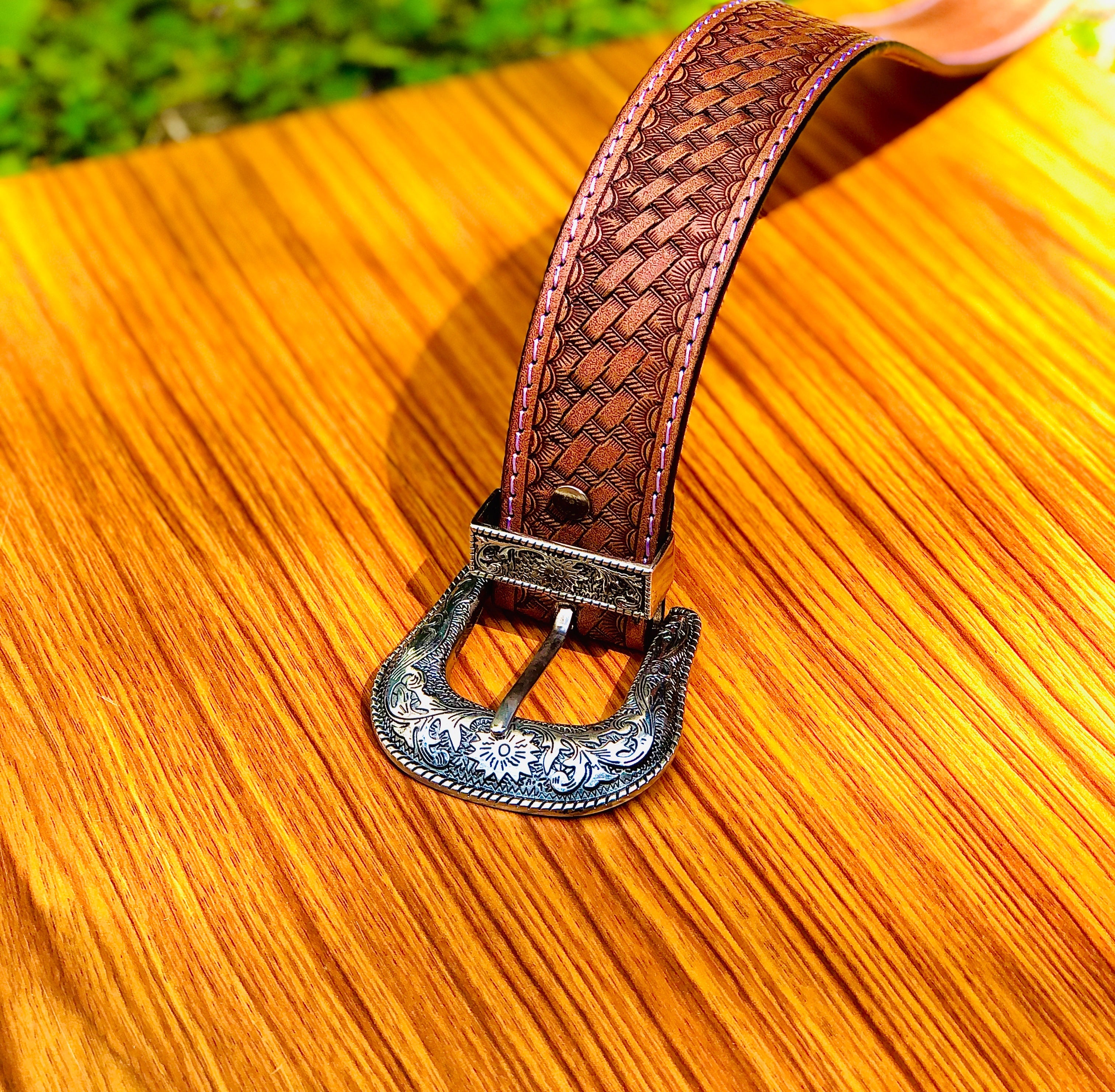 Dattilo - Brown - Heavy Texture Detailed Leather Belt