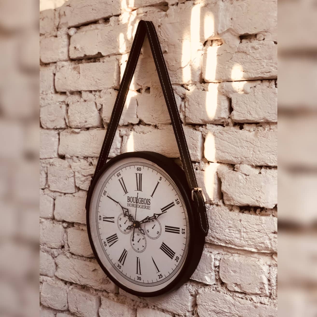 Leather Belt Hanging Wall Clock Dusky Lory