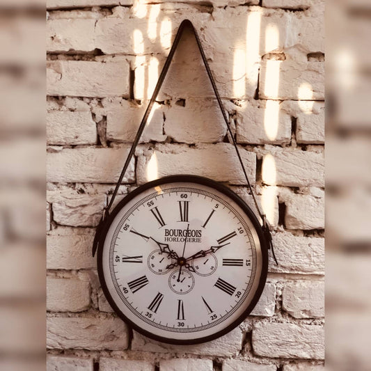 Leather Belt Hanging Wall Clock Dusky Lory