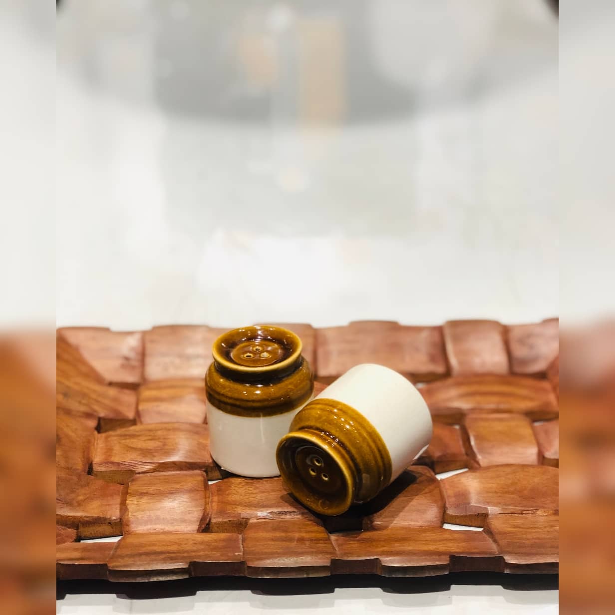 Salt & Pepper Ceramic Dispenser Shaker Jar Dusky Lory