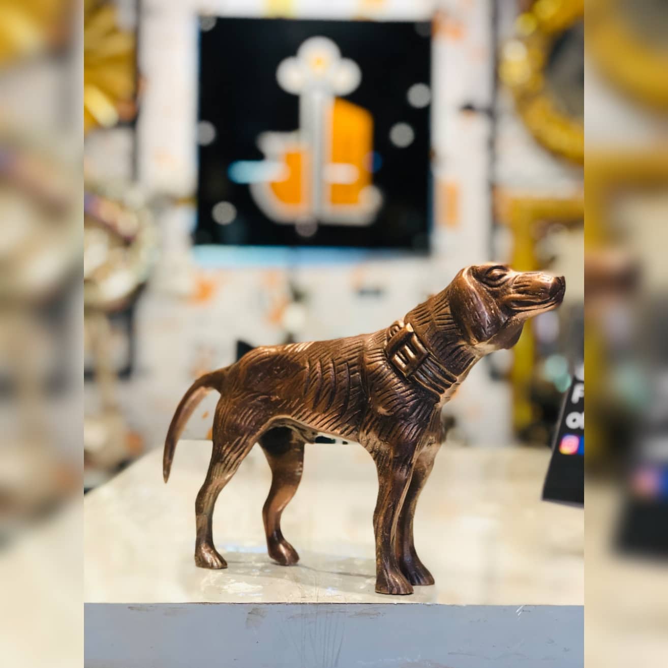 Golden Metal Dog Figure Dusky Lory